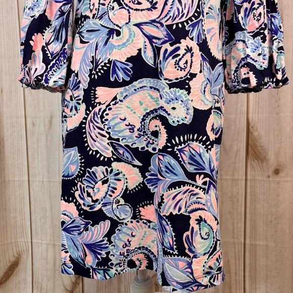 Lilly Pulitzer Carlile Sheath Dress Bell Sleeves High Tide Holy Flockamolie Sz S - Picture 5 of 16